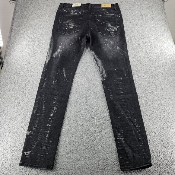 mnml Jeans Men 36 Black X143 Stretch Denim Distressed Slim Fit Pants Punk Skater - Picture 12 of 16